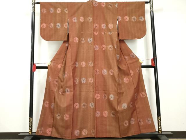 平和屋着物●上質な紬　絞り　鹿の子間道　正絹　逸品　AAAR4925cs