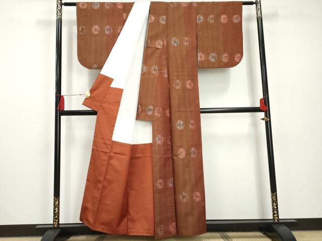 平和屋着物●上質な紬　絞り　鹿の子間道　正絹　逸品　AAAR4925cs