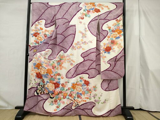 平和屋着物■豪華振袖 駒刺繍 絞り 霞取り花車文 正絹 逸品 AAAS6466ru 平和屋着物■豪華振袖 駒刺繍 絞り 霞取り花車文 正絹 逸品 AAAS6466ru
