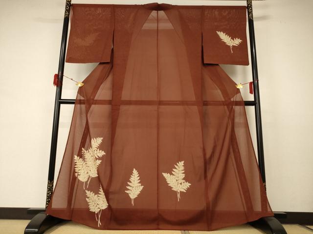 Rakuten - 平和屋着物＊夏物　訪問着　絽　刺繍　枝葉文　金彩　正絹　逸品　AABD4639jd