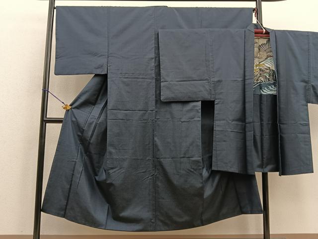 平和屋着物■男性 本場大島紬 アンサンブル 幾何学文様 羽裏:鷹 正絹 逸品 BAAR3681yc