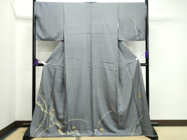 平和屋着物●訪問着 紬地 作家物 笹竹文 正絹 逸品 CAAO3132gh
