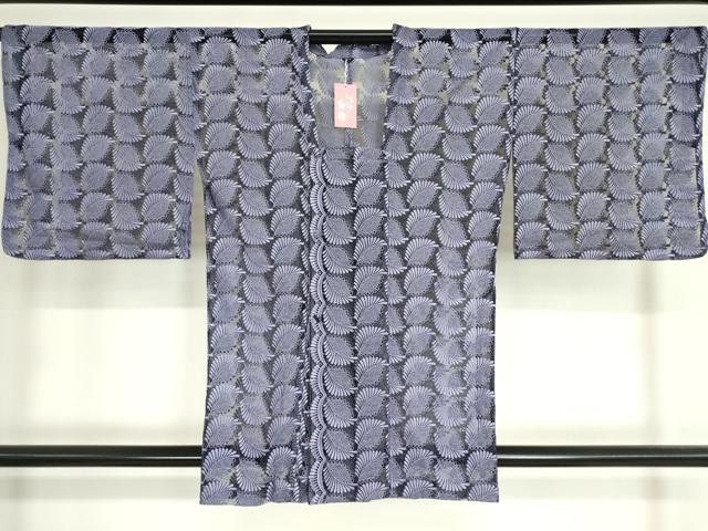 平和屋着物▽道行コート スリーシーズン 春夏秋 塵除け 総レース 舞葉文 鳩羽色 未使用 DAAV5062az