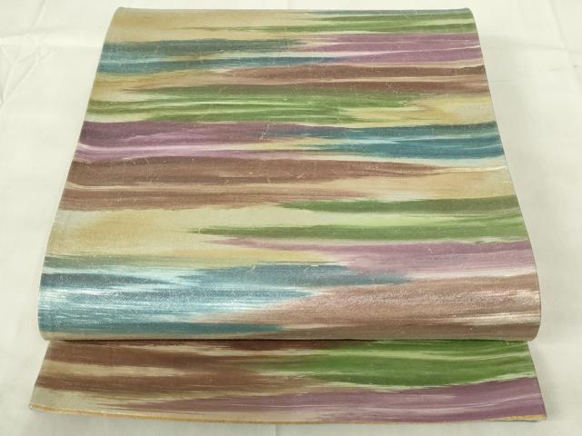 平和屋着物◎六通柄袋帯　霞文　正絹　逸品　DABA5974qp