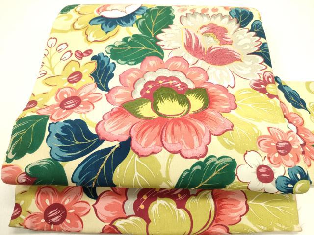 平和屋着物●アンティーク　大正ロマン　九寸名古屋帯　刺繍　草花　正絹　逸品　未使用　DABB7331op
