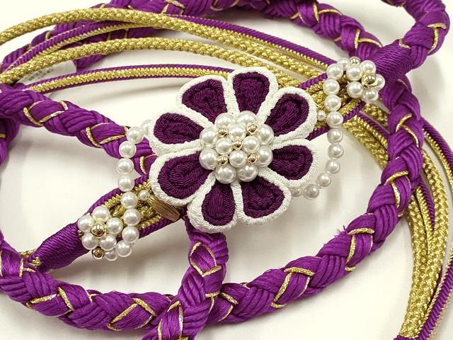 平和屋着物●和装小物　振袖用帯締め　装飾　パール　つまみ細工　ちりめん細工　金糸　撚り房　逸品　..