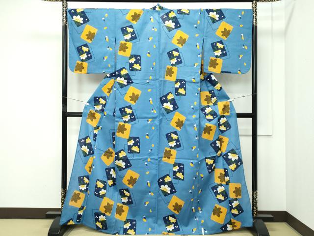 平和屋の平和屋着物∴夏物 浴衣 綿紅梅 色紙花文 綿 逸品 CABF4790rv｜アングル2