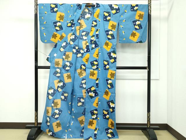 平和屋の平和屋着物∴夏物 浴衣 綿紅梅 色紙花文 綿 逸品 CABF4790rv｜アングル3