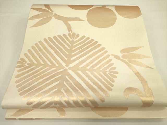 平和屋着物◎六通柄　本袋帯　枝花　金糸　正絹　逸品　DAAX1751op