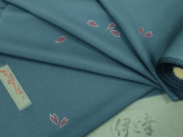 平和屋本店■極上 世界的人形師 辻村寿三郎 ジュサブロー 付下げ 反物 着尺 伊と幸 舞花弁 御召茶色 金彩 逸品 未使用 DZAA11229kh5