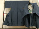 平和屋着物●男性 紬 アンサンブル 藍鉄色 正絹 逸品 AAAR5677ph