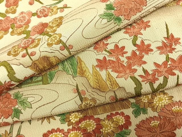 Full-Length Under-Kimono - 平和屋着物▽上質な小紋　単衣　風景花文　正絹　逸品　AAAZ9211fy