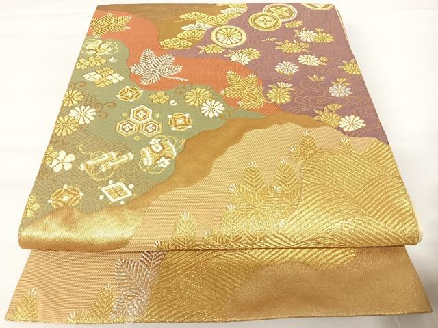 Rakuten - 平和屋着物◎六通柄袋帯　唐織　道長花文　金銀糸　正絹　逸品　AABA2013yx