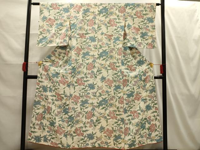 Rakuten - 平和屋着物■上質な小紋 草花文 正絹 逸品 AABI3963sx