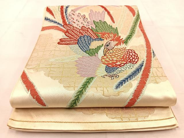 ■■■　サイズ　■■■ 長さ 418cm 幅 30cm程 ■■■　商品詳細　■■■ 【正絹・関西仕立て】 詳細に関しましては、画像をご確認ください。 大変上質な逸品になります。 お安く出品致しますので、是非この機会にいかがでしょうか？ ■■■　注意事項　■■■ ■モニター発色の具合により色合いが異なる場合がございます。 ■寸法は多少の誤差が生じる場合がございますのでご了承ください。 ■縫込みの長さが左右非対称の場合は短い部分を記載しております。 左右非対称であってもご返品・お値引き等の保証は出来かねますので、ご了承の上ご購入をお願い致します。 ■シミ等のチェックには注意を払っておりますが、見落としがある場合もございますし、個人の見解も様々ですので神経質な方のご購入はお控えください。 ■箪笥に入っておりました着物や帯なので畳みシワや匂いがあるものもございます。 ■お休みは基本的に土日祝となりますが、その他臨時でお休みする場合がございますのでご了承ください。 ■商品の発送は平日のみの発送となります。 ■夜間と土曜、日曜日はお問い合わせの回答が遅れる場合がございます。 ■当店では、お直し、紋入れ、お手入れ等は承っておりません。 ■生地の状態（ヤケ、経年劣化等）によってはサイズ直しが出来ない場合がございます。 その点もどうかご了承のうえ、ご購入をお願いいたします。 ■弊社で取り扱う商品は一点ものにつき、時期や在庫状況に応じて金額が変更となる場合がございます。 ■検針は行っておりません。予めご了承いただきますようお願いいたします。 ■【洗える着物】と記載のある商品におきましては、商品お届け後に洗濯を行ってしまってからのご返品にはご対応しかねます。 念の為、専門店でのお手入れをお願いいたします。 ■着物のサイズ目安は下記を参考ください↓ ＜女性着物＞　お端折り次第で＋5cm　−1cmが着用可能サイズ 　例）身丈170cmの場合、身長160cm〜175cm ＜男性着物＞　身丈＋約25cm〜27cm程が適応身長 　例）身丈155cmの場合、身長180〜182cm