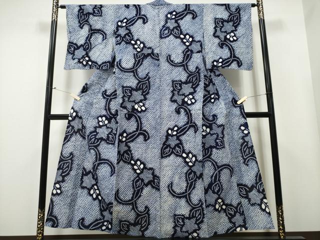 平和屋着物∴夏物　浴衣　有松鳴海絞り　蔦の葉花文　綿　逸品　CAAY4505ng