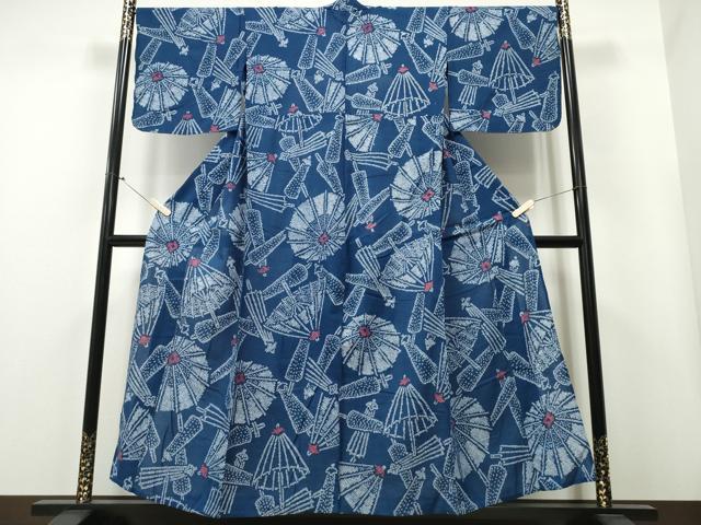 平和屋着物∴夏物　浴衣　有松鳴海絞り　番傘　綿　逸品　CAAY4507ng