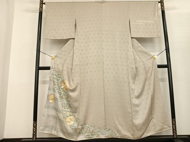 平和屋着物●訪問着　絞り　刺繍　露芝兎花文　金銀彩　正絹　逸品　AABF0619fy