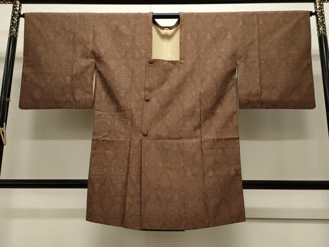 Coat - 平和屋着物∞道行コート　紬地　陶器花文　ロング丈　正絹　逸品　CAAW4858dy
