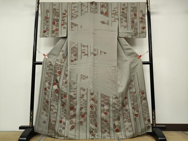 平和屋着物●訪問着 刺繍 草花文 金彩 正絹 逸品 CABA1652ut