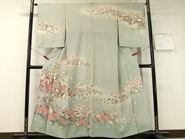 平和屋着物●訪問着 友禅 作家物 枝花文 暈し染め 正絹 逸品 CABA4710vp