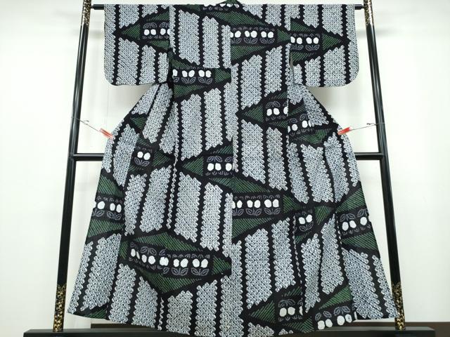 平和屋着物∴夏物　浴衣　有松鳴海絞り　幾何学文様　綿　逸品　CABB6785ng