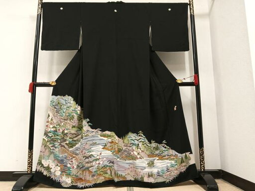 平和屋着物■豪華黒留袖 作家物 松竹梅風景文 正絹 逸品 AAAX4177ph 平和屋着物■豪華黒留袖 作家物 松竹梅風景文 正絹 逸品 AAAX4177ph