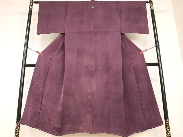 平和屋着物●無地絵羽訪問着　風景草花地紋　似せ紫色　正絹　逸品　AABB6539zg