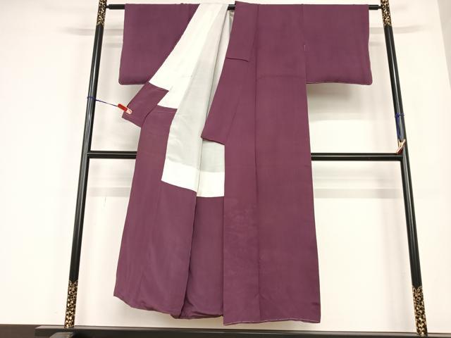 平和屋着物●無地絵羽訪問着　風景草花地紋　似せ紫色　正絹　逸品　AABB6539zg