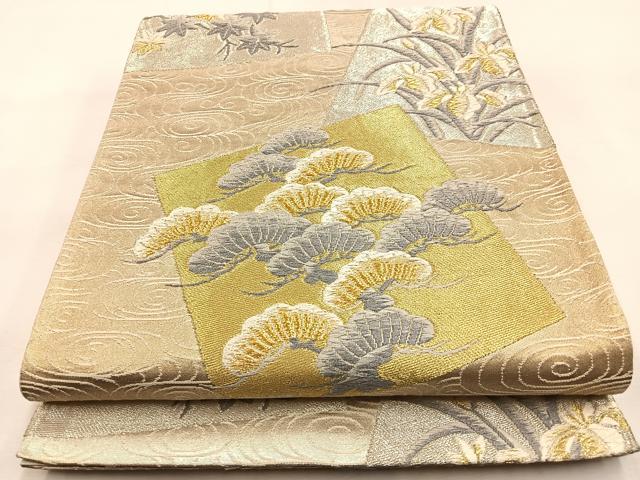 平和屋着物◎六通柄袋帯　唐織　色紙浜松文　金銀糸　