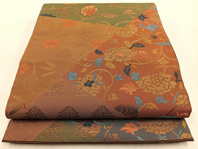 平和屋着物◎六通柄　本袋帯　名物裂　金糸　正絹　逸品　BAAS6344hj