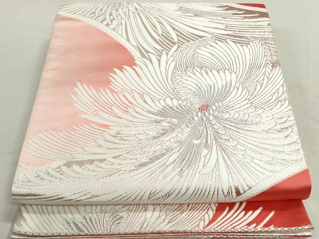 平和屋着物◎両面　六通柄袋帯　唐織　乱菊　銀糸　正絹　逸品　DAAT2332qa
