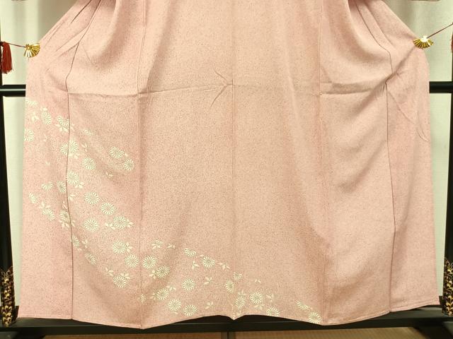 平和屋着物▽訪問着　単衣　草花文　正絹　逸品　AABC3754fy