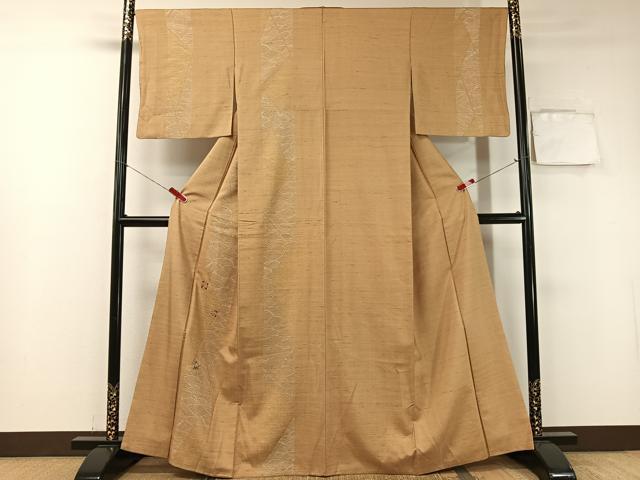 Kimono - 平和屋着物●訪問着　白山紬　刺繍　立波葡萄蔦の葉間道　金糸　正絹　逸品　CABA4737vp