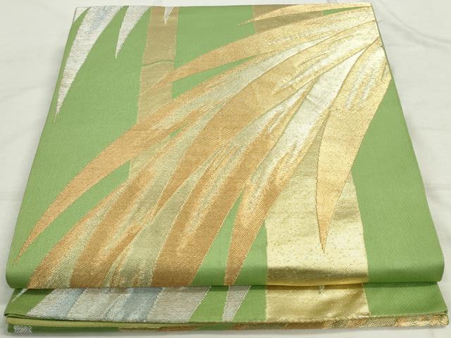 平和屋着物◎西陣　六通柄袋帯　笹竹文　金銀糸　正絹　逸品　DAAU1312qa