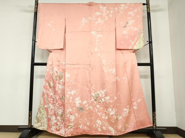 平和屋着物●訪問着　破れ色紙鼓草花文　金彩　正絹　逸品　DAAY5996ud