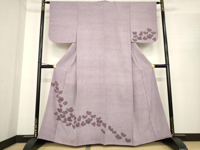 平和屋着物●人間国宝 小宮康孝　江戸小紋　訪問着　舞蝶文　鮫小紋柄　正絹　逸品　AABE7725ck