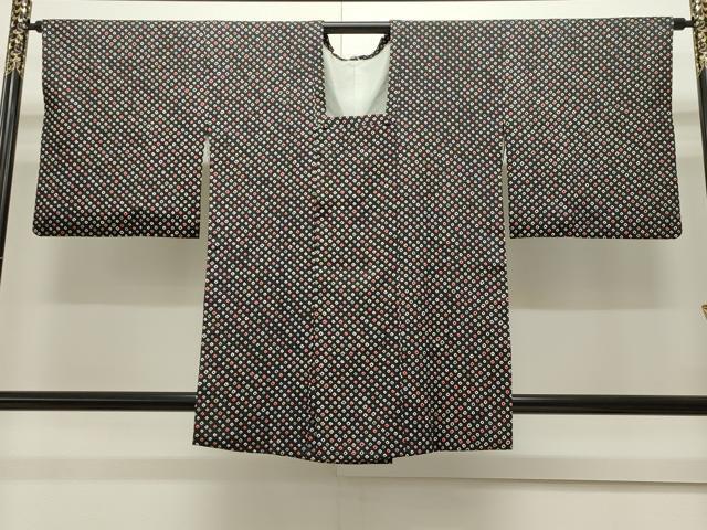 平和屋着物＃道行コート 総絞り 黒地 正絹 逸品 CAAW4824dy