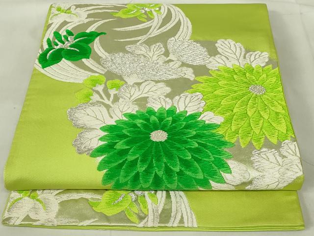 平和屋着物◎六通柄袋帯　唐織　花丸文　銀糸　正絹　逸品　DABB2521qp