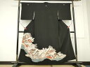 平和屋着物■豪華黒留袖 飛鶴風景花文 金彩 正絹 逸品 AAAX2195ma