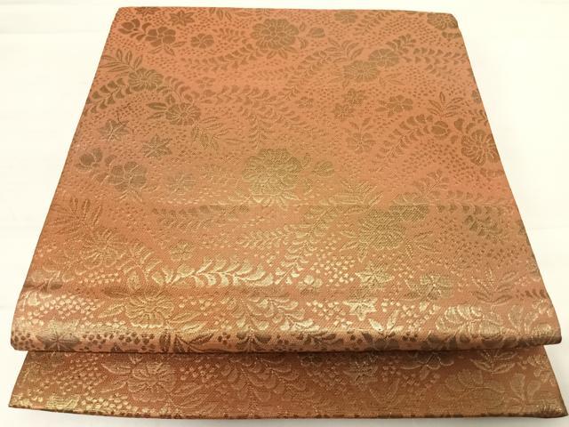 乐天商城 - 平和屋着物◎六通柄袋帯　草花文　金糸　正絹　逸品　AABD7217yx