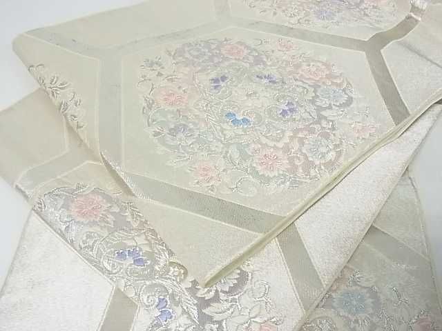 平和屋着物■六通柄袋帯　正倉院花文　銀糸　逸品　az5110