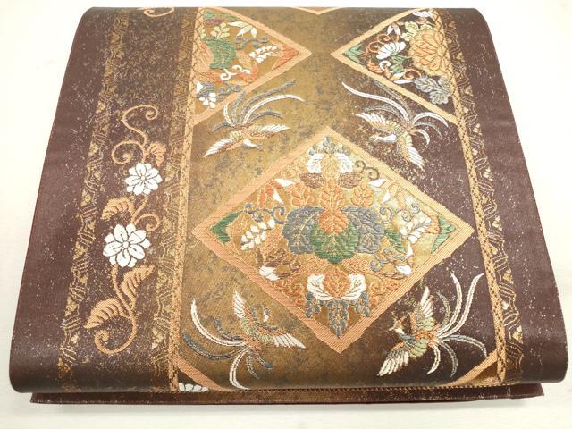 平和屋着物◎六通柄袋帯　唐織　鳳凰花文　金糸　正絹　逸品　CAAU8502ft