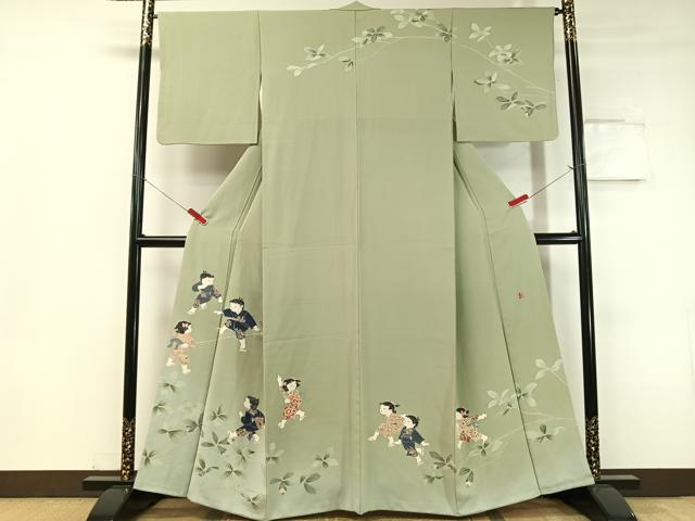 平和屋着物●十日町友禅作家　関口遼一　訪問着　童子遊び　暈し染め　正絹　逸品　CABC9710vp