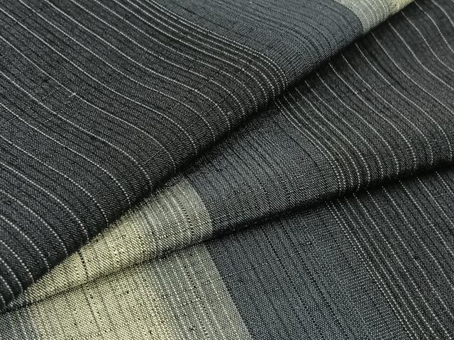 平和屋着物▽上質な紬　単衣　縞　正絹　逸品　AABC1225jh
