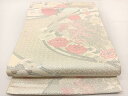 平和屋着物◎六通柄袋帯 唐織 孔雀花文 銀糸 正絹 逸品 BAAT1796yc
