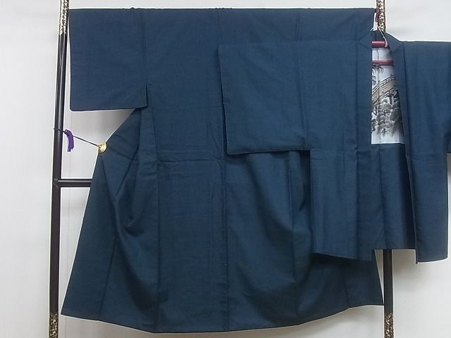 平和屋着物■男性 お召 アンサンブル 100亀甲 逸品 CAAE4438ev
