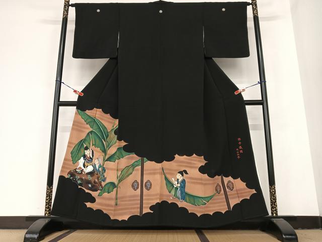 平和屋着物●豪華黒留袖　円山応挙　郭子儀図　手描き　正絹　逸品　AABB6408zg