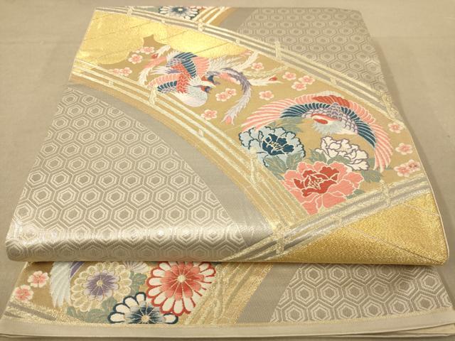 Rakuten - 平和屋着物◎六通柄袋帯 唐織 亀甲詰鳳凰文 プラチナ箔 正絹 逸品 AABC1580dt