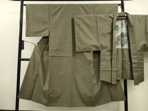 平和屋着物●男性 紬 アンサンブル 黄海松茶色 正絹 逸品 CAAL7676dy 平和屋着物●男性 紬 アンサンブル 黄海松茶色 正絹 逸品 CAAL7676dy